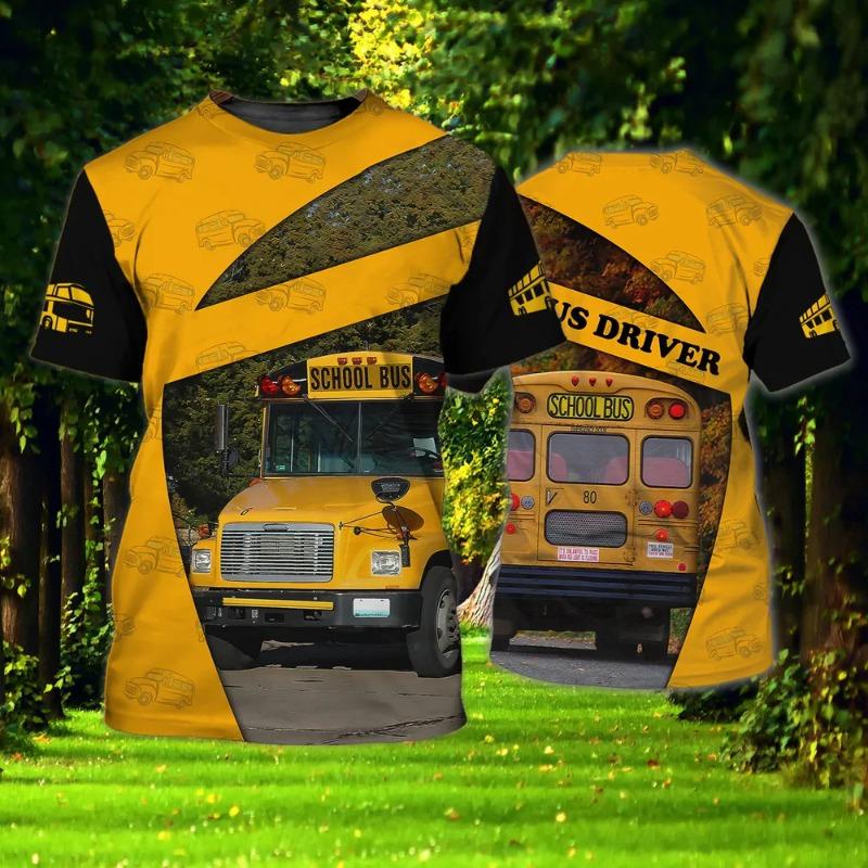 Tričko řidiče školního autobusu Nové pánské tričko 3D potisk Ležérní uniforma Letní O-výstřih Krátký rukáv Mikina Unisex Harajuku oblečení