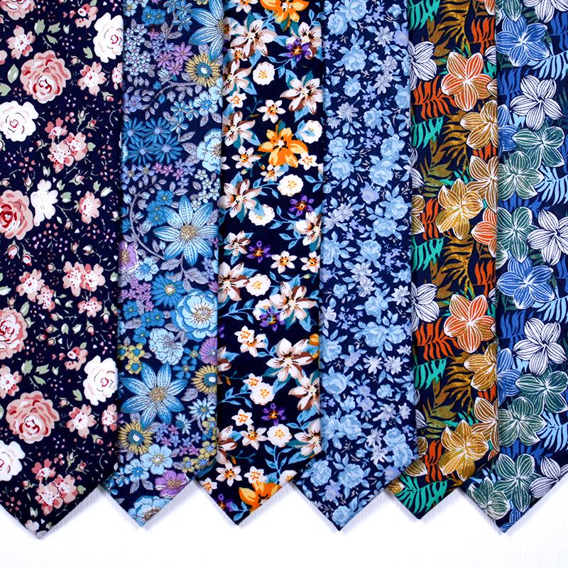 

Men s Korean-Style Floral Cotton-Linen Tie - Ideal for Weddings and Special Occasions