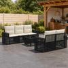 6 Piece Black Poly Rattan Garden Sofa Set