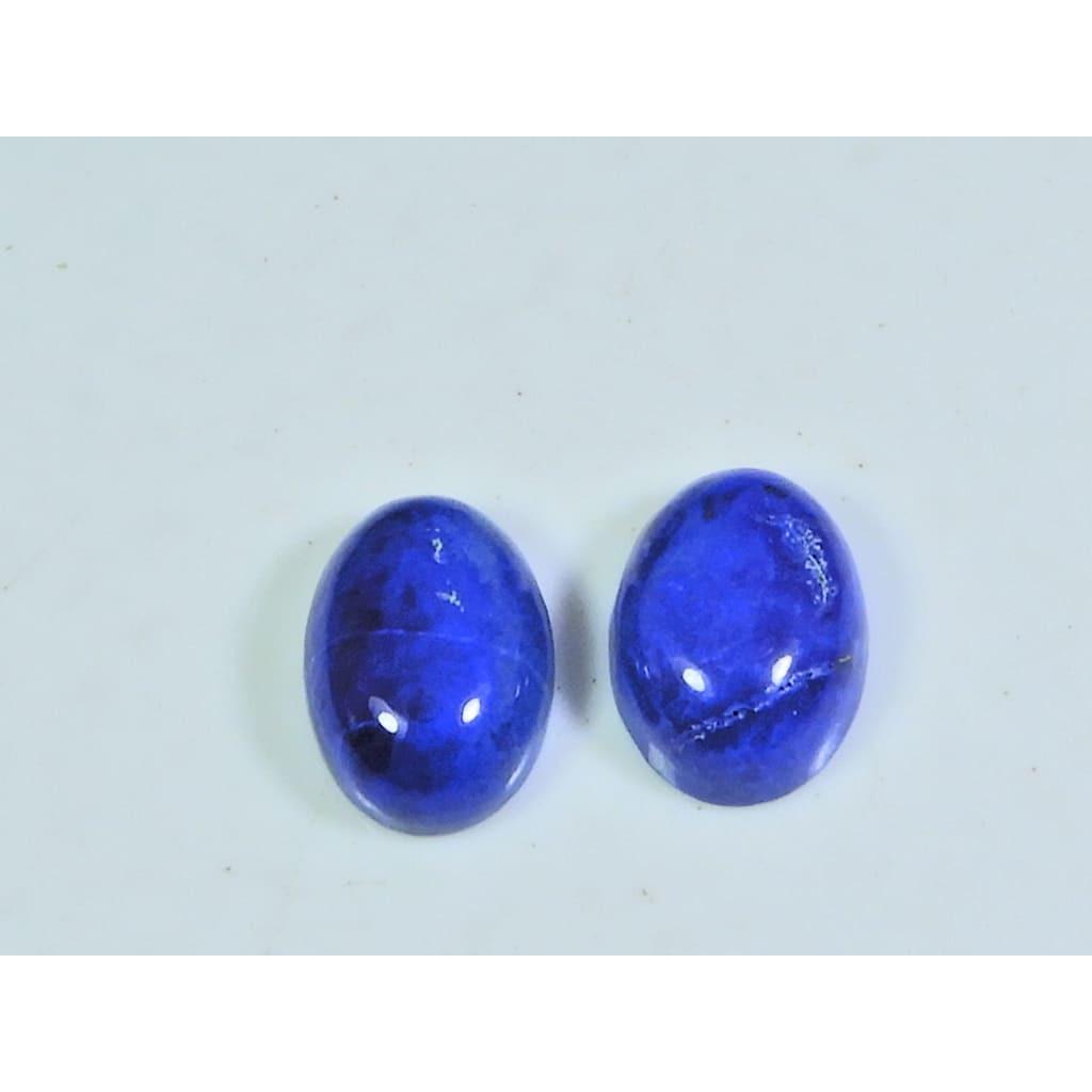 

11X15ММ Натуральный Лазурит Овальный Кабошон Свободный Драгоценный Камень Лот 2 Шт 18 Карат. А-489