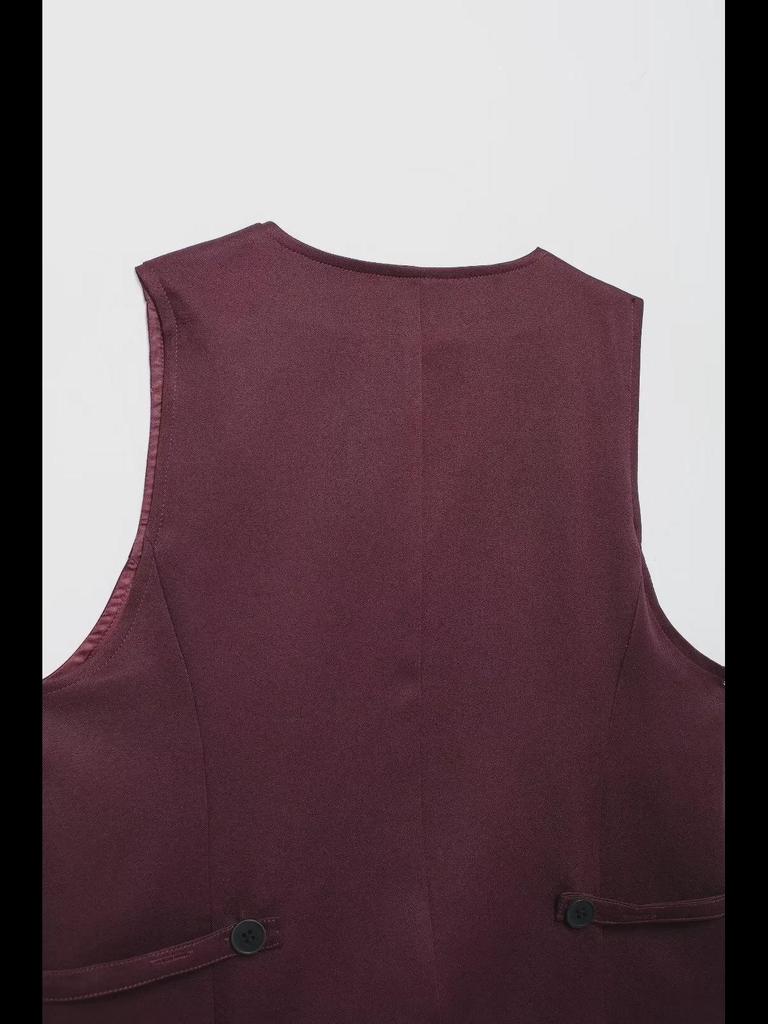 Sleeveless Slim Vest & Wide-Leg Pants Women's Suit