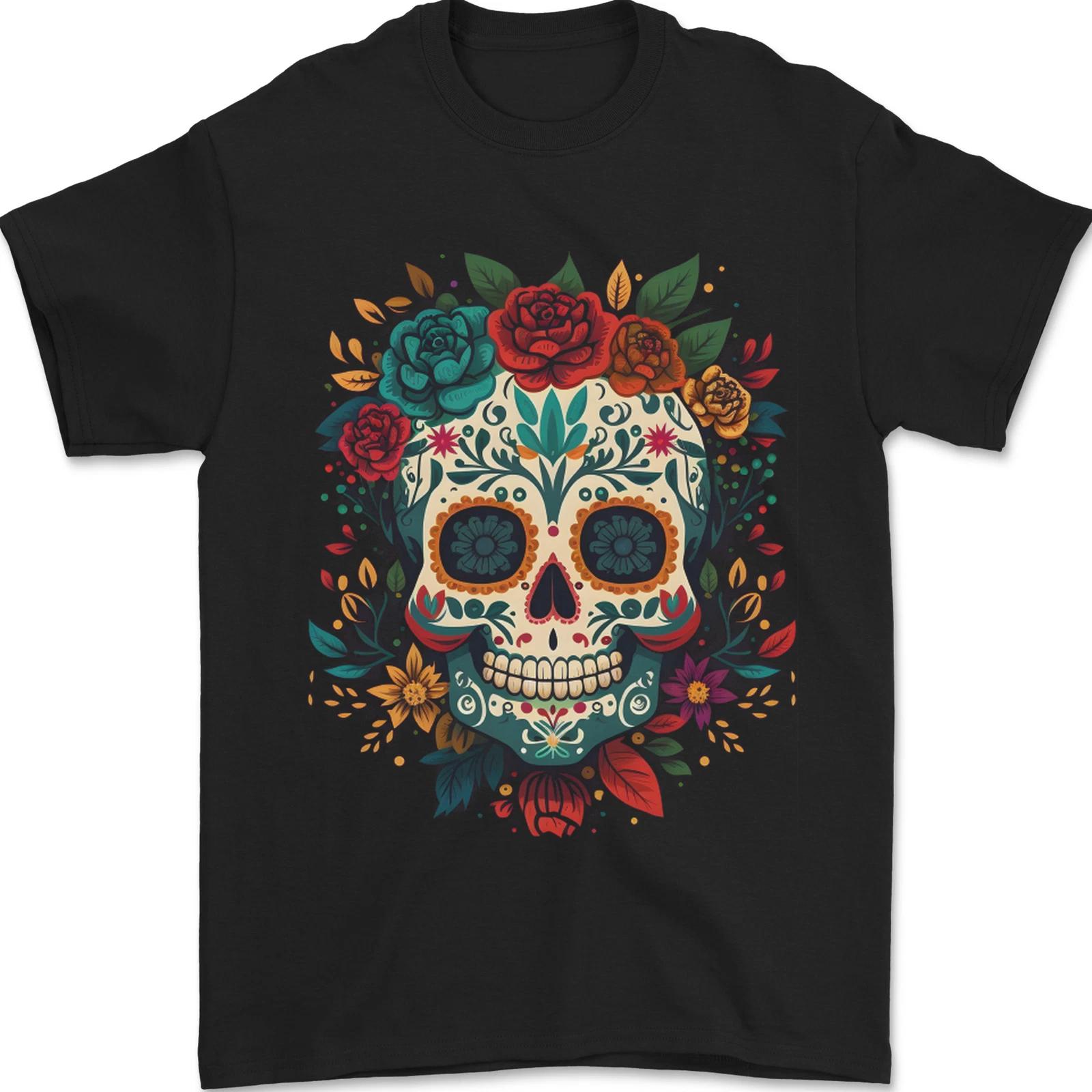 Sugar Skull DOTD Day of the Dead Mens T-Shirt 100% Cotton M