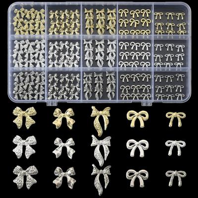 15-Grid Metal Alloy Jewelry & Gold Nail Art Set