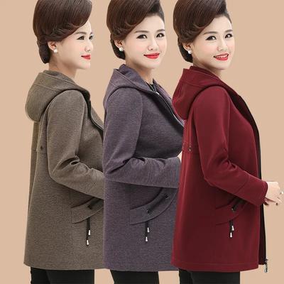 Spring Autumn Mother Windbreaker  Middle-Aged Elderly Coat Women's Outerwear Tops Wear Jacket Plus Size
