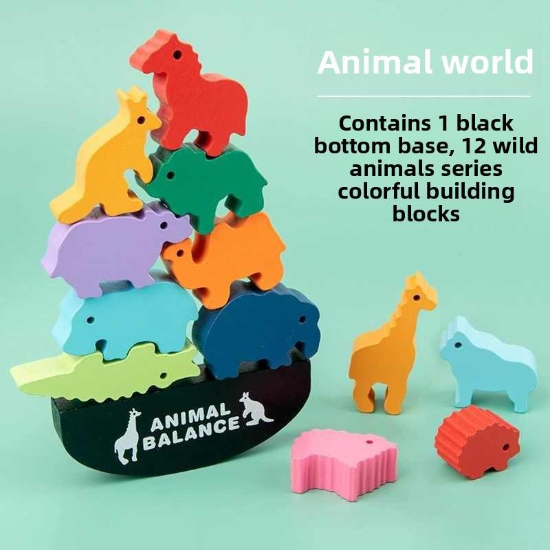 Wooden Animal Stacking Blocks Educational Toy For Baby Cognitive Development And Early Learning