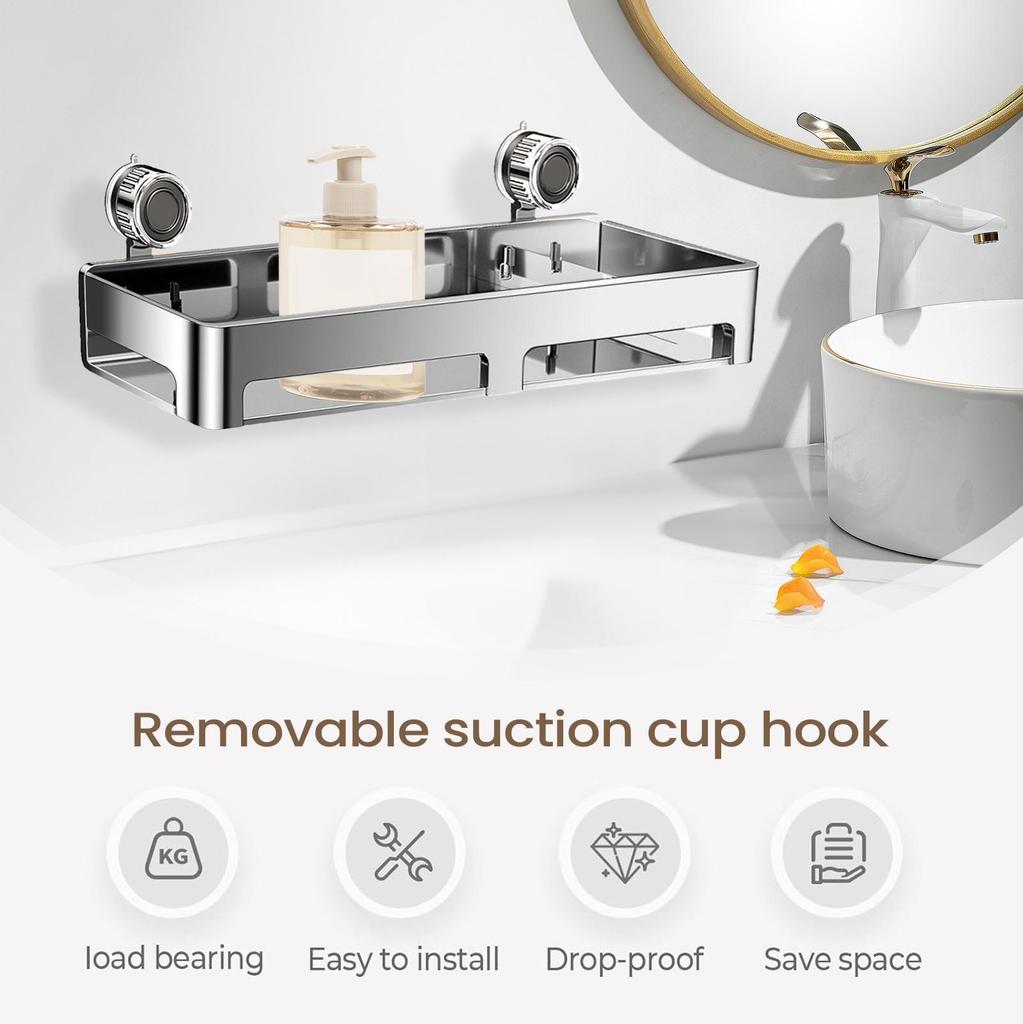 Bathroom Wall Shelf Bathroom Rack Storage Organizer with Suction Cup No Drilling Soap Holder for Bedroom Kitchen Home Decor