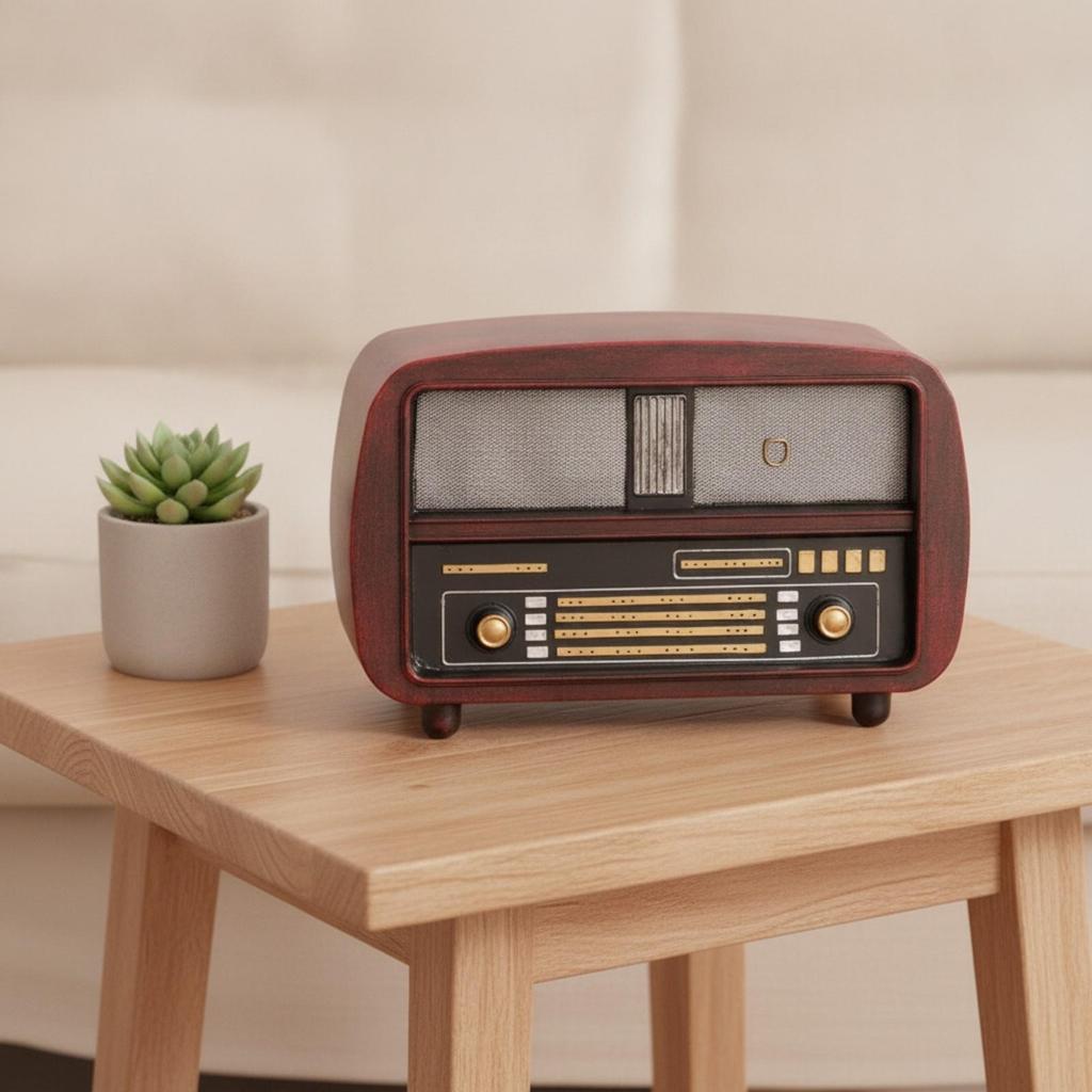 Vintage Radyo Figürü Masaüstü Dekor Çalışma Odası İçin Sağlam