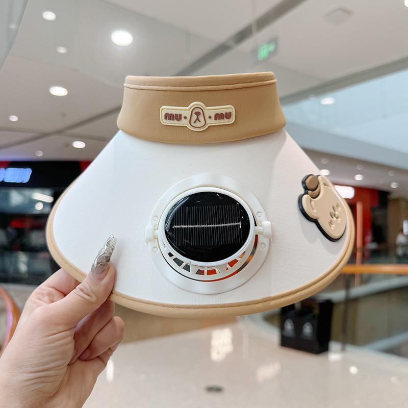 Children's Hat with Fan Solar Rechargeable Boys and Girls Big Hat Brim Sun Protection Sunshade Summer Travel Sun Hat