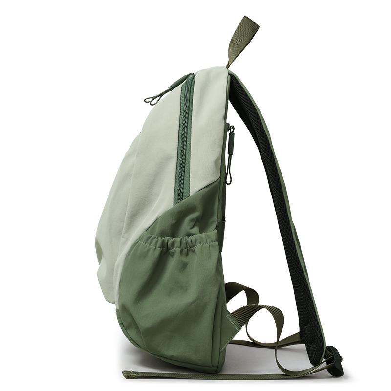 Colorblock Nylon Schulrucksack mit Reißverschlusstasche vorne Lässiger Leichter Tagesrucksack für den täglichen Gebrauch