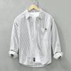 Japanese Style Stripes Long Sleeve Shirts for Men Spring and Summer 100 Cotton Men's Casual Shirt