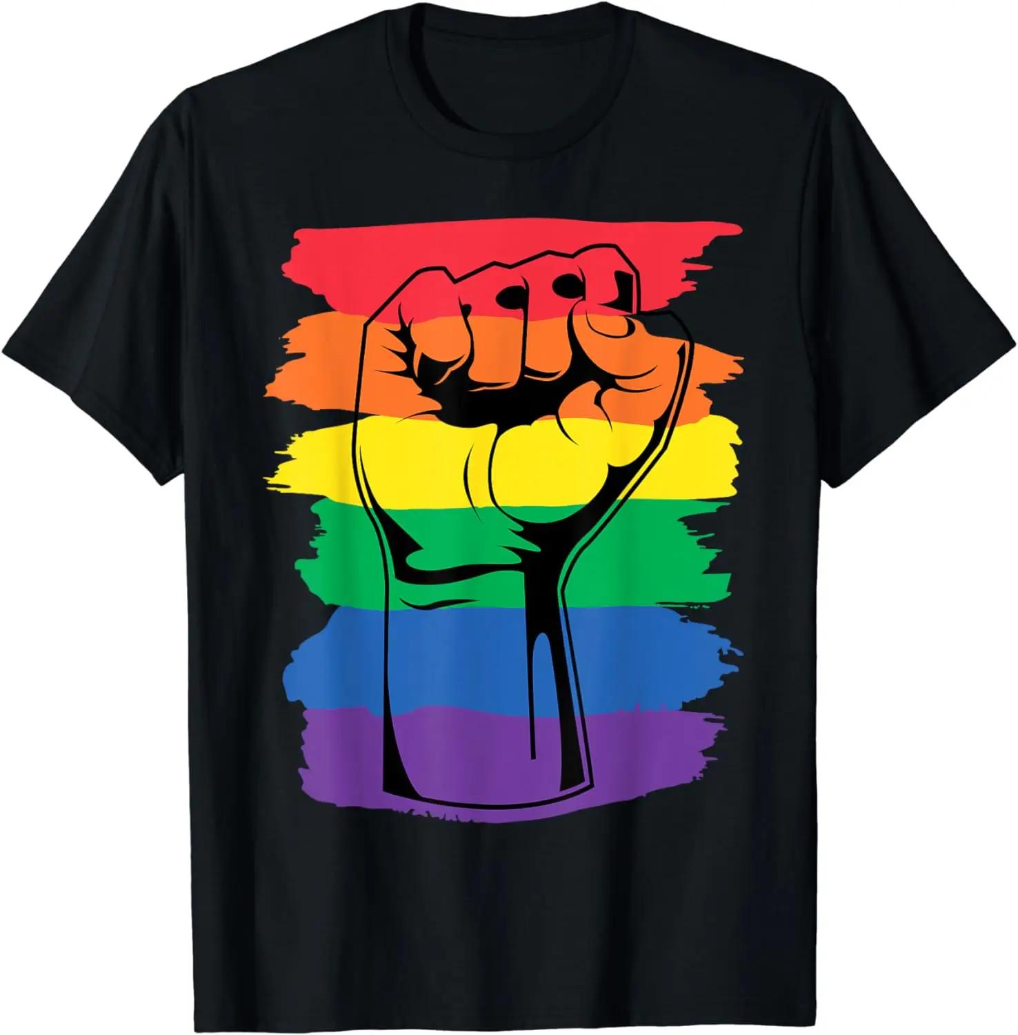 

Graphic Birthday Gift Pride Month Merch LGBT Rainbow Fist LGBTQ Gay Pride T-Shirt Unisex Style Shirts for Women Men Clothing S