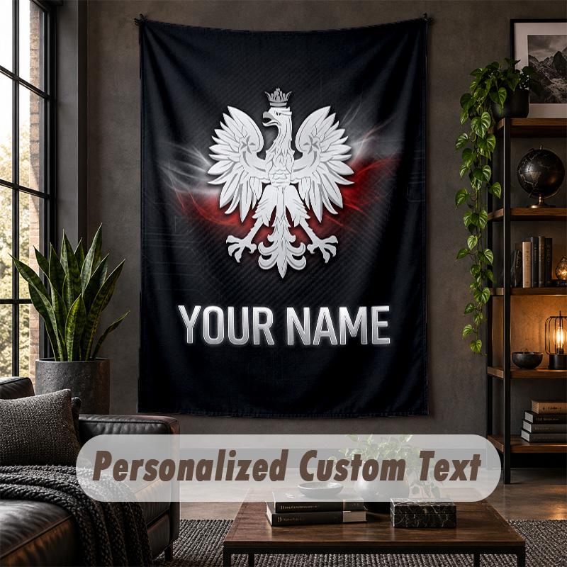 Wall Tapestry Poland Print Custom Name Text Wall Hanging Home Decor