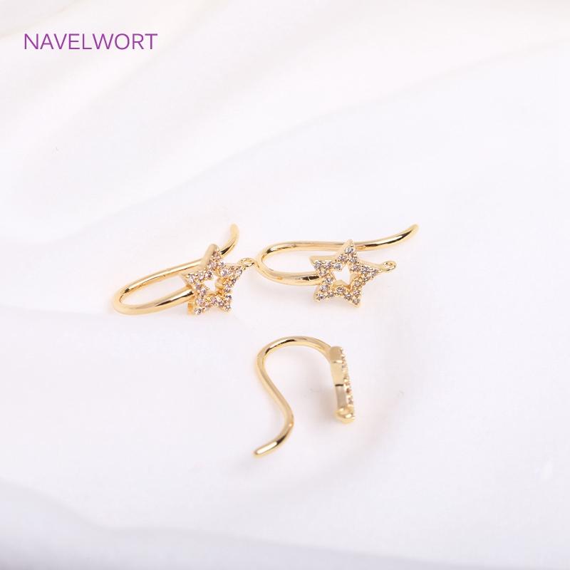 Inlaid Zircon Earring Hooks Components 18K Gold Plated Ear Hook For DIY Earring Making Supplies Pearl Earring Accessories