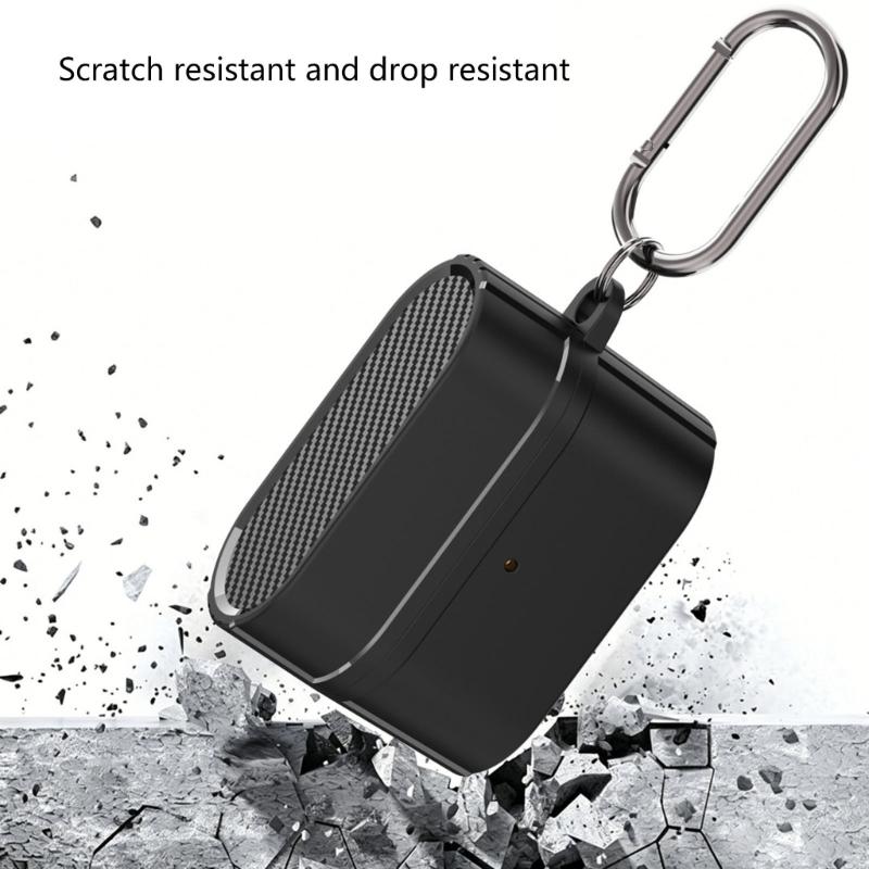 Shockproof Carbon Fiber Styles Case For WF1000XM6 Wireless Earbud Protective Cover with Magnetic Closure Carabiner