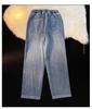 Women's Fleece-lined Straight-Leg Jeans, Petite Wide-Leg, Elastic Waist, Cotton, 2025 New Winter Style, Ideal for Autumn and Winter