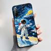 Fodral För Sony Xperia 10 II / 10 III Mobilskal Estetiskt Mode Söt Katt Astronaut Svart Silikon Mjuk Stötdämpande Baksidesskydd