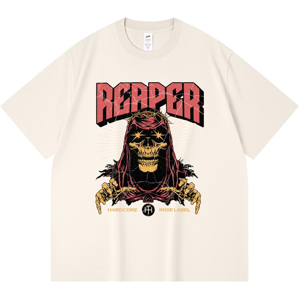 

Футболка из 100% хлопка плотностью 230 г/м2 с принтом хардкор-группы Grim Reaper, забавная футболка из чесаного хлопка в стиле Харадзюку XS абрикосовый