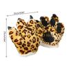 49MD Adult Kids Simulation Leopard Paw Plush Gloves Animal Stuffed Padded Hand Warmer Cosplay Costume Mittens