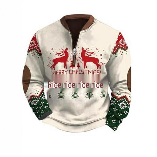 Men's Christmas Reindeer Elk Forest Print Hoodie - 2025 Autumn Collection
