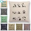 Mais Novos Animais Yoga Estampas de Desenho Animado Engraçadas Capa de Almofada Alpaca Coelho Dachshund Bull Terrier Hipopótamo Cães Panda Capa de Almofada para Sofá