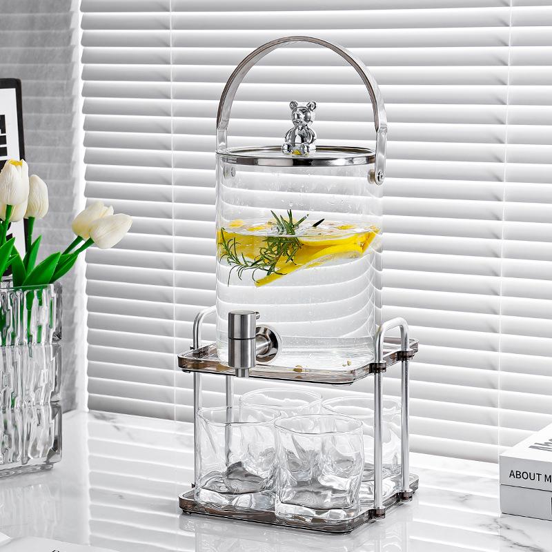 Elegant Glass Cold Water Kettle Set with Faucet - Large Capacity for Homemade Beverages