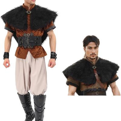 Vikinges Furs Collar Warriour Cape Shawl Medieval Knight Shoulder Wrap Shawl Halloween Renaissances Cosplay Costumes