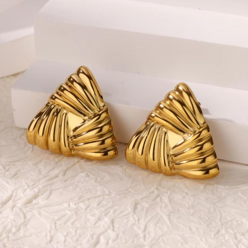 Retro Stainless Steel Love Earrings Exaggerated Gold Flower Water Drop Flower Texture Stud Earrings Women's Accessories