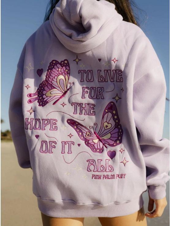 European Size Coconut Wave Embroidery Hoodie with Drop Shoulder Sleeves