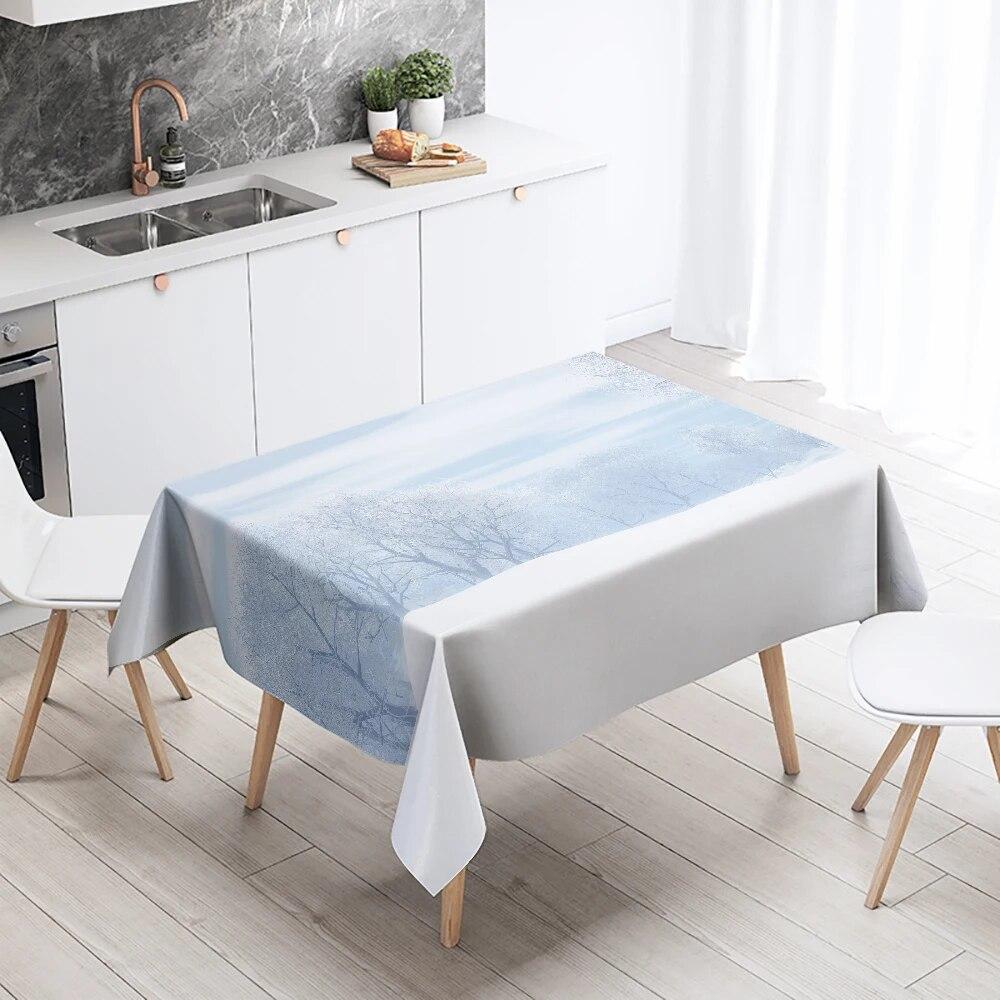 

Зимняя снежная скатерть, красивая, необрастающая, водонепроницаемая, прямоугольная, кухонный стол, украшение для дома 140x240cm