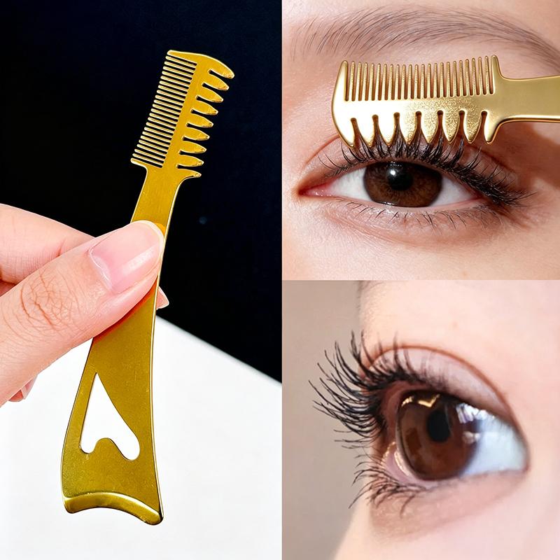 1pcs 3-In-1 Stainless Steel Eyeliner Aid Tool With Eyelash Brush Eye Makeup Stencil For Women Design Delicate Finish Long Wear