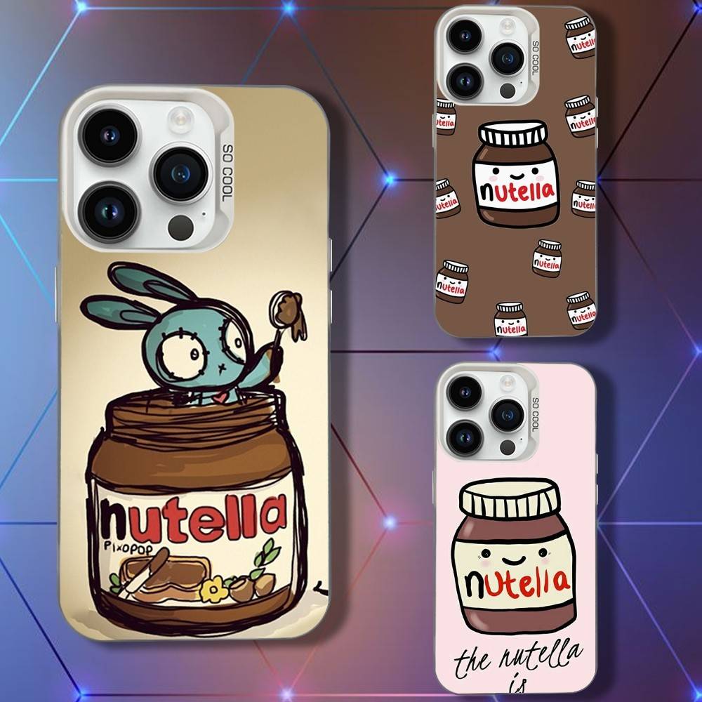 N-Nutellas C-Chocolate Art Phone Case For iPhone 16,15,14,13,12,11,Pro,XS,Max,Plus,Mini,SE White Candy Matte Shockproof Cover