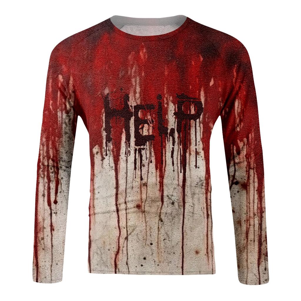Halloween Print Raglan Sleeve Men's Long Sleeve Top