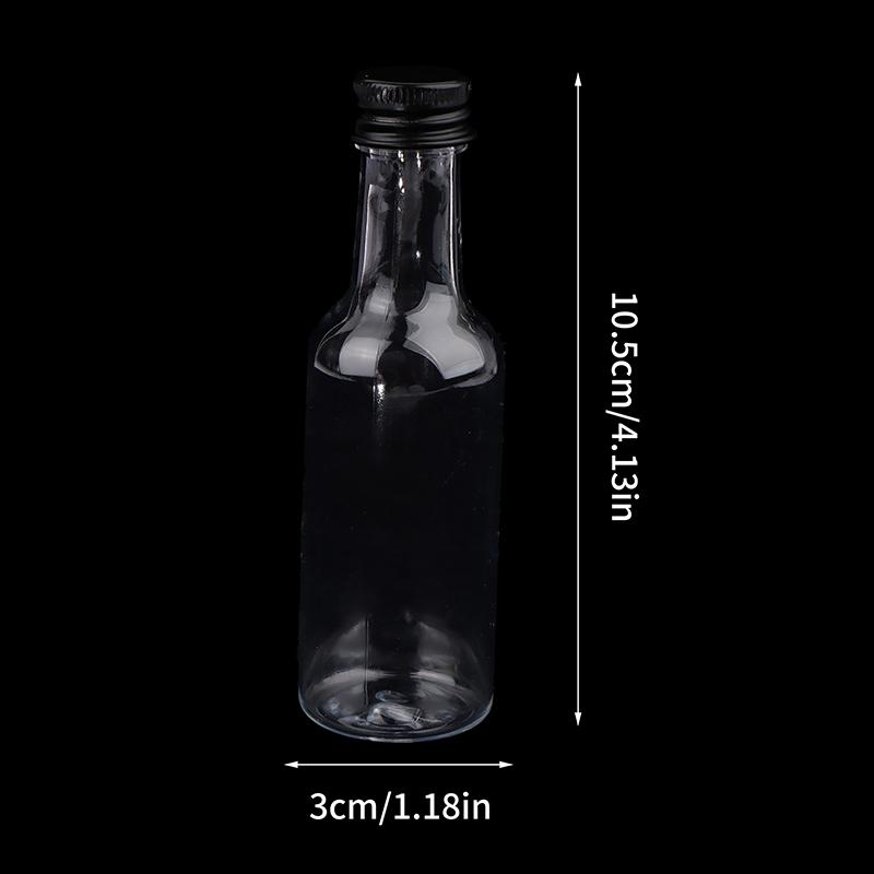 6 stk 50 ml Mini Klare PET Påfyllbare Vinflasker Små Flasker For Fest Bryllup Likørflasker Med Lekkasjesikkert Skrulokk