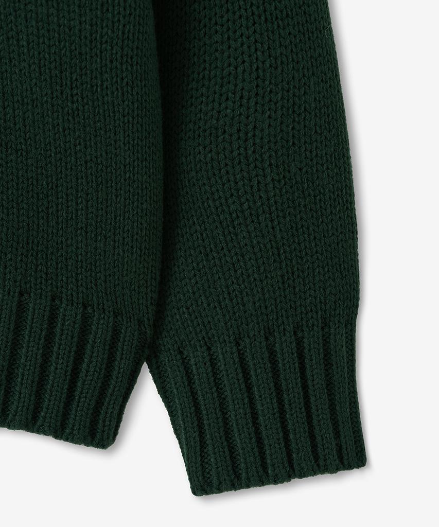 BLOND9 Bulky Polo Knit Top_Green