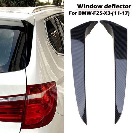 For BMW X3 F25 Carbon Fiber Rear Window Spoiler Side Wing Trim Cover 2011-2017
