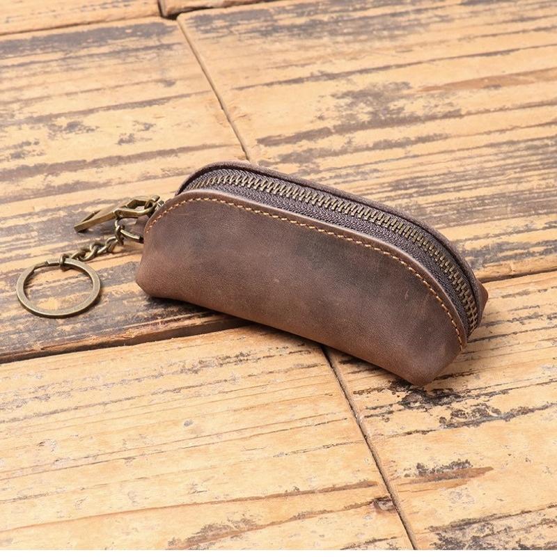Retro Leather Coin Bag Simple Zipper Clutch Wallet Credit Card Holder Key Bags Men Money Change Pouch Business Wallet Gifts