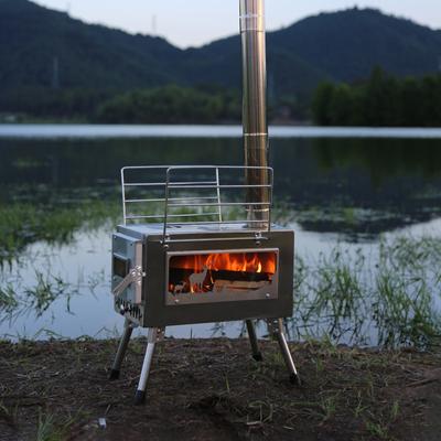 Holzofen für den Außenbereich, tragbarer Zeltofen mit Kaminrohr zum Kochen beim Camping