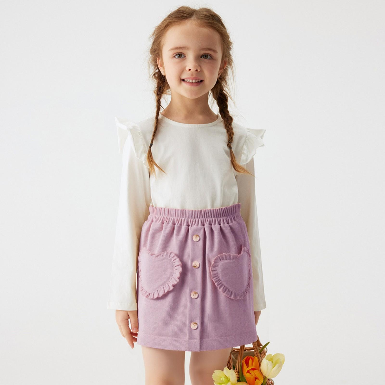 

Юбка для девочек с вышивкой - однотонная летняя юбка принцессы 90 фиолетовый