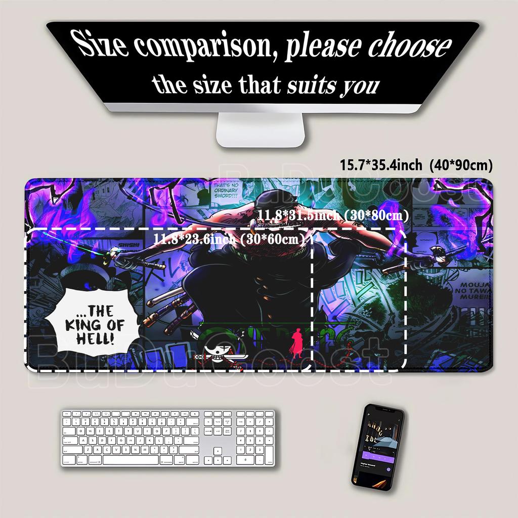 Anime Mouse Pad Roronoa Zoro One Piece Computer HD printing Gaming Mousepad PC Keyboard Carpet Non-Slip Office esports Desk Mat