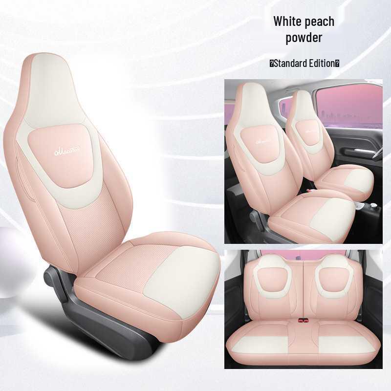 Universal Car Seat Cover: Fits 24 Wuling Mini Models, Cartoon Leather Design, Full Coverage, All-Season Wuling Mini Exclusive, 4 Seats Full Coverage