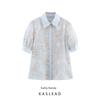 Kaslead New Women Clothes Western Style Fashion Simple and Versatile Sequined Embroidery Short Sleeve Shirts