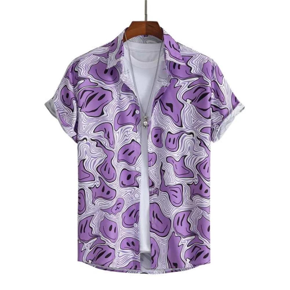 Men's Shirts Astronaut Printed 2025 Summer Hawaii Short Sleeved Shirt Men's Beach Breathable Tops Outdoor Street Men's Clothing