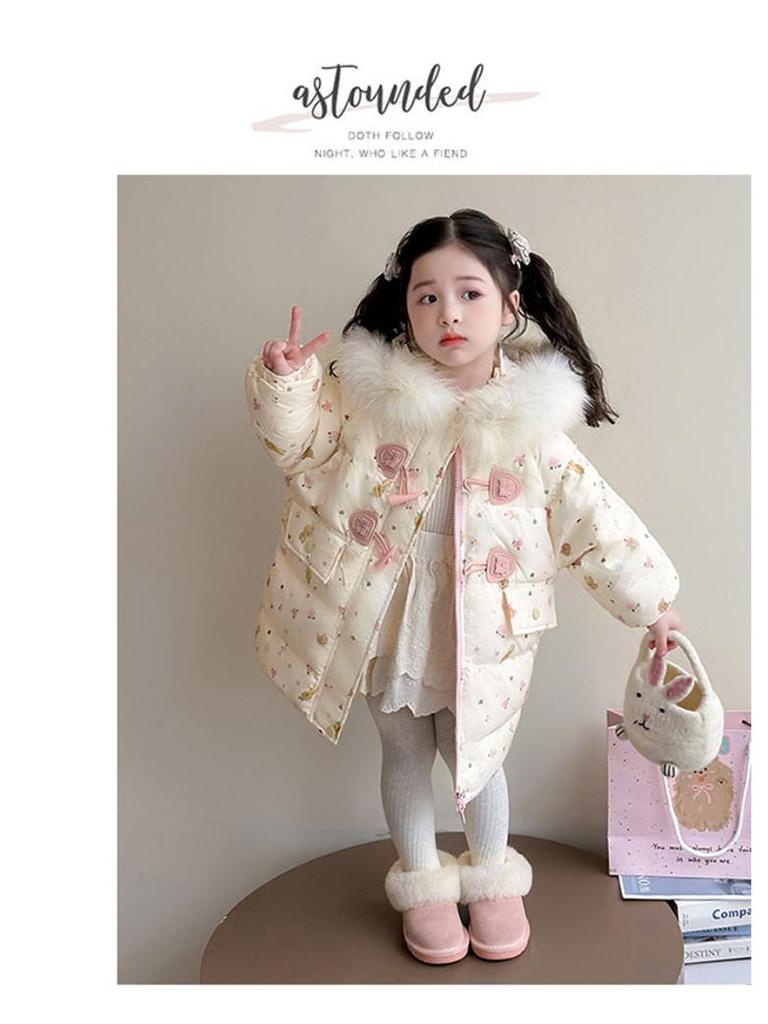 2025 Winter Girls' Long Down Jacket - Thick, Fashionable, and Stylish for Toddlers and Girls