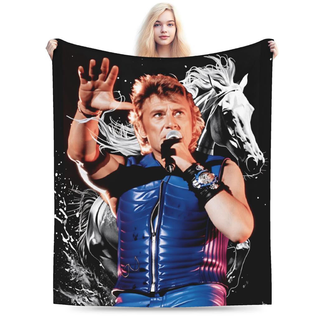 French Singer Johnny Hallyday Rock Star Blanket Quality Warm Soft  Throw Blanket Spring Boy Girl Couch Chair Bedspread