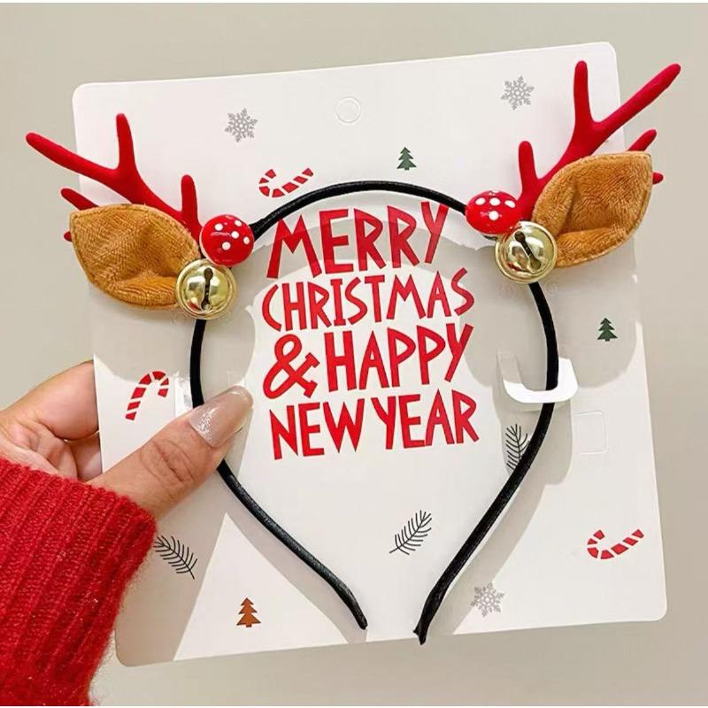 Vánoční čelenka Xmas Elk Horn Bell Flitr Vánoční gumička do vlasů Šťastný Nový Rok Fotorekvizity Veselé Vánoce Dekor Dárky pro děti