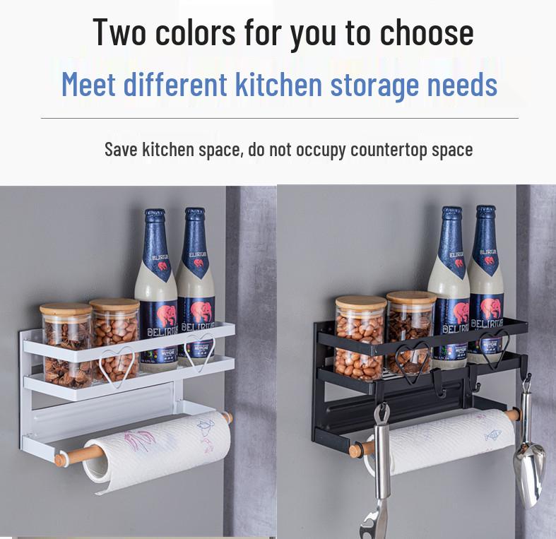 Magnetic Refrigerator Side Rack & Kitchen Paper Towel Holder with Cling Film Storage