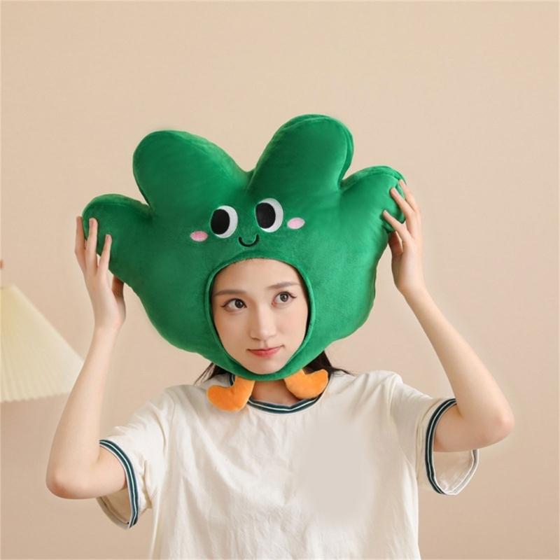 Novel Funny Little Grass Headgear Plush Little Grass Hat Cartoon Plant Headgear Hat Photography Props for Women Men