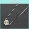 S925 Silver Österrikisk Kristallkula Halsband Kristallhänge Nyckelbenskedja Alla hjärtans dag Aurora Halskedja Gåva Geometrisk Form Länkkedja