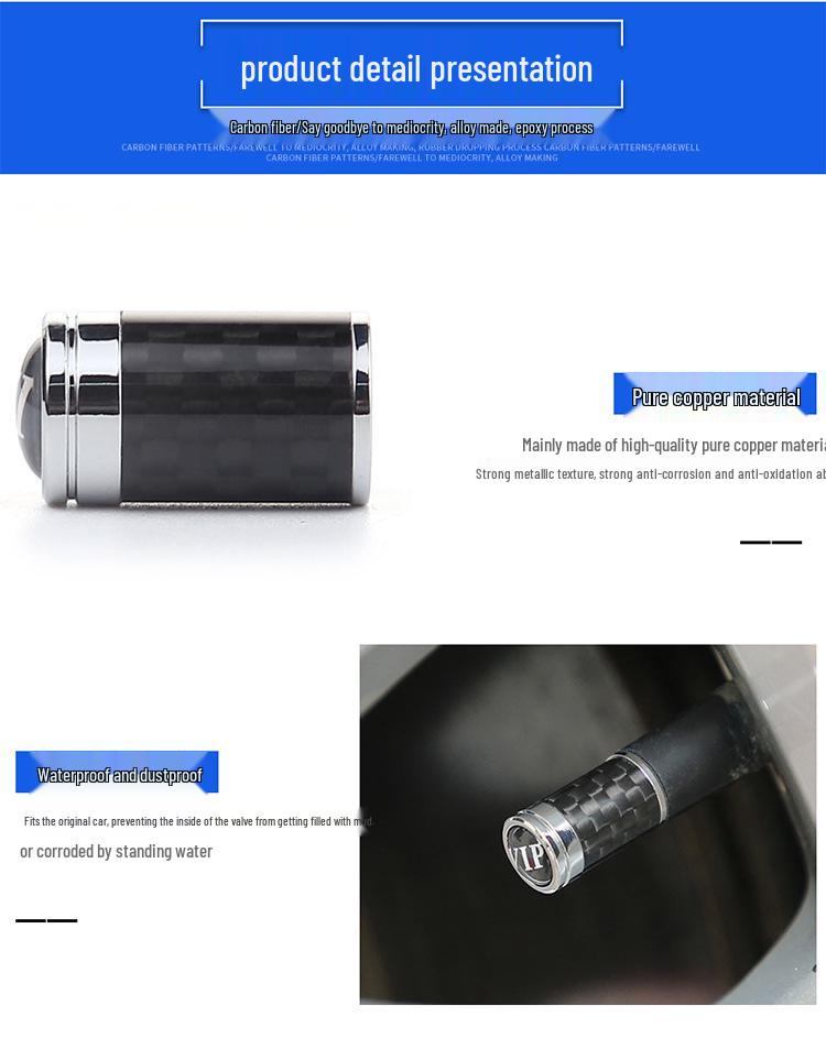 Universal Carbon Fiber Valve Stem Caps for Chevrolet, Toyota, and Changan Tires