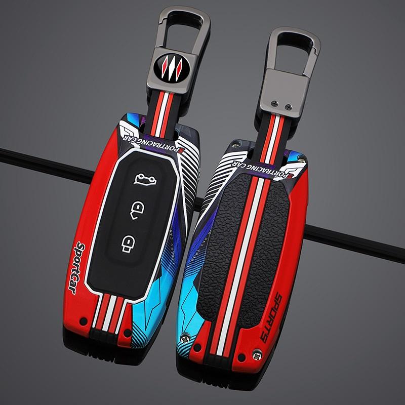 Metal + Silicone Car Key Case Cover For Ford Territory 2019 2020 2021 2022 2023 2024 2025 3 Buttons Keyless Entry Key Protection
